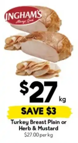 Drakes Turkey breast plain or herb & mustard offer