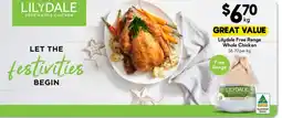 Drakes Lilydale free range whole chicken offer