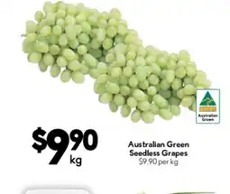 Drakes Australian green seedless grapes offer
