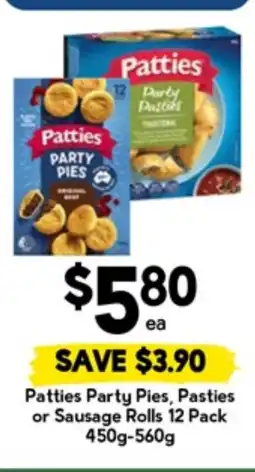 Drakes Patties party pies, pasties or sausage rolls offer