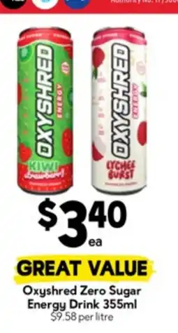 Drakes Oxyshred Zero Sugar Energy Drink offer