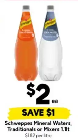 Drakes Schweppes mineral waters, traditionals or mixers offer