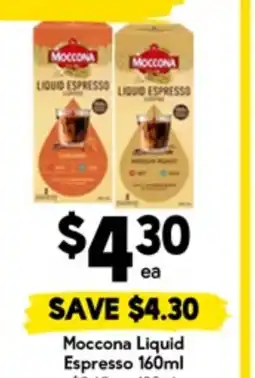 Drakes Moccona liquid espresso offer