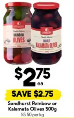 Drakes Sandhurst rainbow or kalamata olives offer