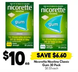 Drakes Nicorette nicotine classic gum 30 pack offer