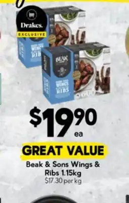 Drakes Beak & sons wings & ribs offer