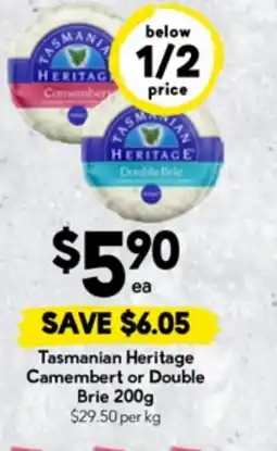 Drakes Tasmanian heritage camembert or double brie offer