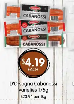 Spudshed D'Orsogna Cabanossi 175g offer