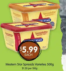 Spudshed Western Star Spreads Varieties 500g offer