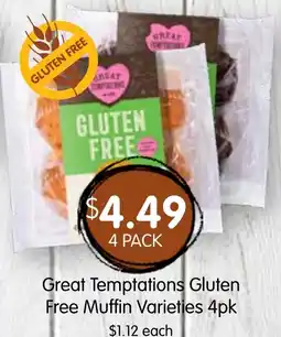 Spudshed Great Temptations Gluten Free Muffin Varieties offer