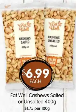 Spudshed Eat Well Cashews Salted or Unsalted offer