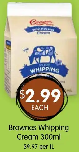 Spudshed Brownes Whipping Cream offer