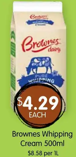 Spudshed Brownes Whipping Cream offer