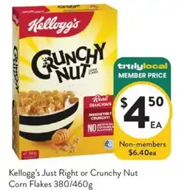 Foodworks Kellogg's Just Right or Crunchy Nut Corn Flakes offer