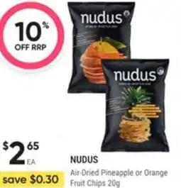 Healthy Life Nudus Air-Dried Pineapple or Orange Fruit Chips offer