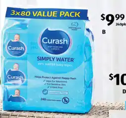 ALDI Curash Baby Water Wipes offer