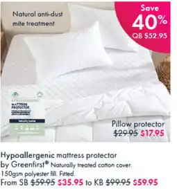 Pillow Talk Hypoallergenic mattress protector offer