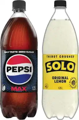 IGA Pepsi or Solo 1.25 Litre Selected Varieties offer