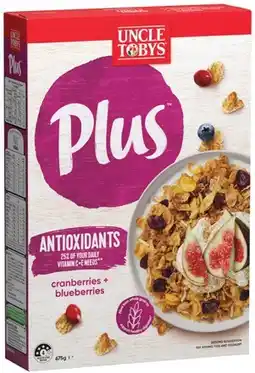 IGA Uncle Tobys Plus Cereal 620‑705g Selected Varieties offer