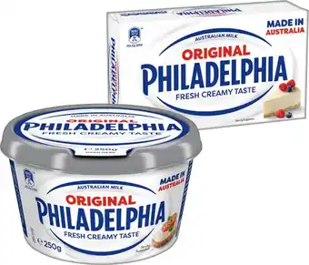 IGA Philadelphia Cream Cheese Spreadable Tub or Block 250g Selected Varieties offer