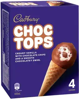 IGA Cadbury Choc Tops or Oreo Cookie Top Ice Cream Cones 4 Pack Selected Varieties offer