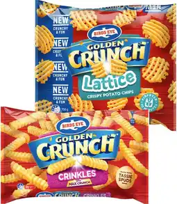 IGA Birds Eye Golden Crunch Potato Chips 900g, Lattice or Sidewinders Chips 750g Selected Varieties offer