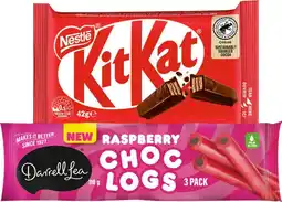 IGA Nestlé Medium Bars 35‑50g, Smarties 50g or Darrell Lea Choc Logs 3 Pack Selected Varieties offer