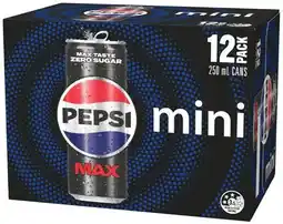 IGA Pepsi Max, Solo or Schweppes Mini Can 12x250mL offer