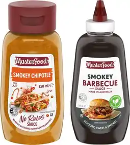 IGA MasterFoods No Rules Sauce 250mL, Barbecue or Tomato Squeezy Sauce 500mL Selected Varieties offer