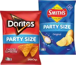 IGA Doritos Corn Chips or Smith’s Crinkle Cut Party Size 380g Selected Varieties offer