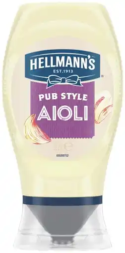 IGA Hellmann’s Squeezy Garlic Aioli or Mayo 250‑252g Selected Varieties offer