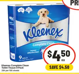 IGA Kleenex complete clean toilet tissue 9 pack offer
