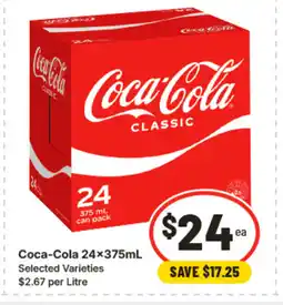 IGA Coca-cola 24x375ml offer