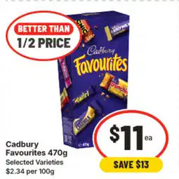 IGA Cadbury favourites 470g offer