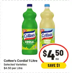 IGA Cottee's Cordial 1 Litre offer