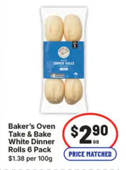 IGA Baker's oven take & bake white dinner rolls 6 pack offer