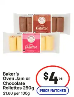 IGA Baker's oven jam or chocolate rollettes offer