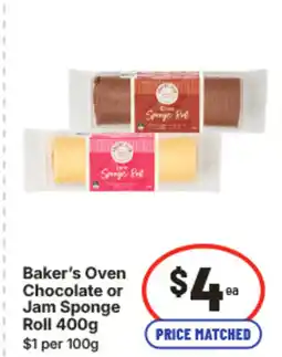 IGA Baker's oven chocolate or jam sponge roll offer