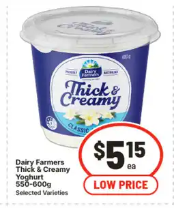 IGA Dairy farmers thick & creamy yoghurt 550-600g offer