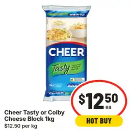 IGA Cheer tasty or colby cheese block 1kg offer