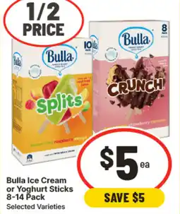 IGA Bulla ice cream or yoghurt sticks 8-14 pack offer