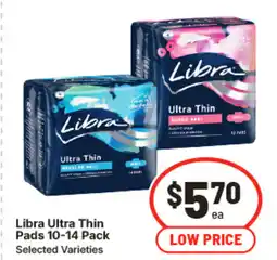 IGA Libra Ultra Thin Pads 10-14 Pack offer