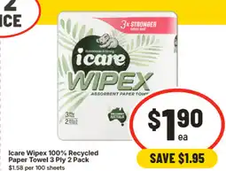 IGA Icare wipex 100% recycled paper towel 3 ply offer