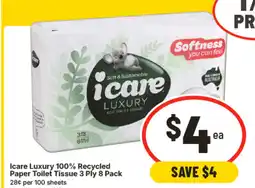 IGA Icare Luxury 100% Recycled Paper Toilet Tissue 3 Ply offer