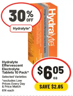IGA Hydralyte effervescent electrolyte tablets offer