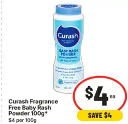 IGA Curash fragrance free baby rash powder 100g offer