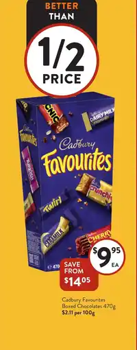 Foodworks Cadbury favourites boxed chocolates offer