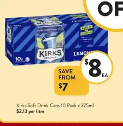 Foodworks Kirks Soft Drink Cans offer