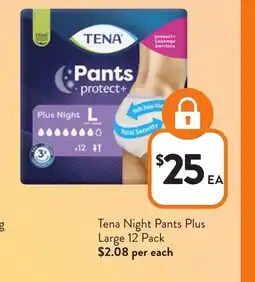 Foodworks Tena night pants plus large offer