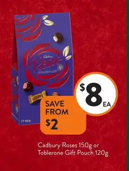 Foodworks Cadbury roses or toblerone gift pouch offer